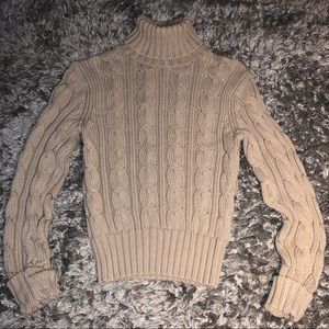 Thick Cable Knit Fitted Sweater